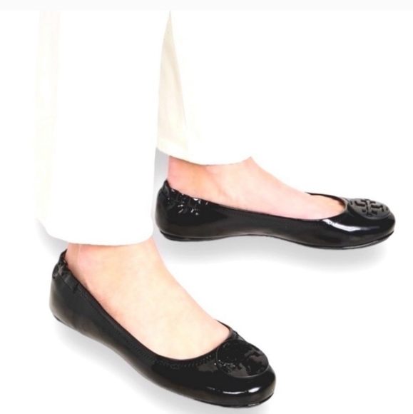 Tory Burch Reva Ballet Flats Black Classic Patent Leather Shoes Size 6.5 - Picture 9 of 10